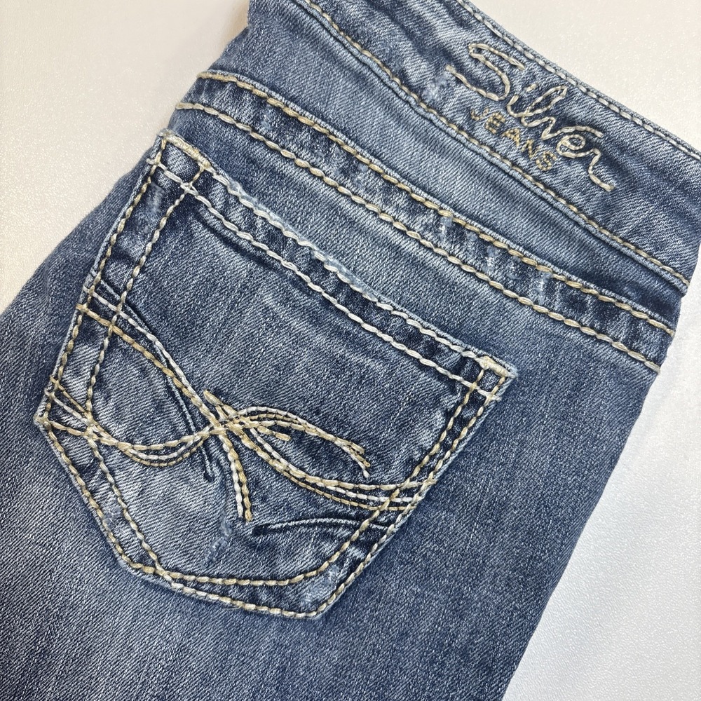 Silver Jeans Womens 27 x 22 Aiko Capri Low Rise Stretch Denim Blue Medium Wash